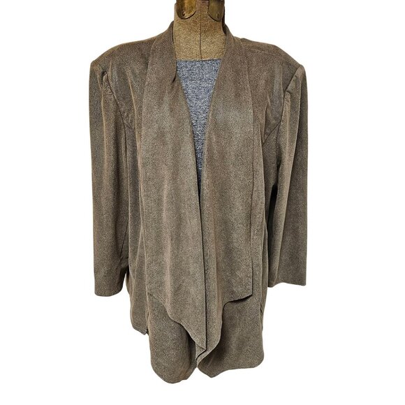 Tahari Arthur S. Levine Jackets & Blazers - Tahari Arthur S Levine Jacket Womens 20W Open Front Brown Drape Blazer